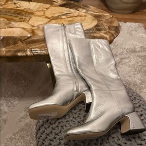 Circus by Sam Edelman Silver Heeled Boots. Like new. Knee high boots. No box.